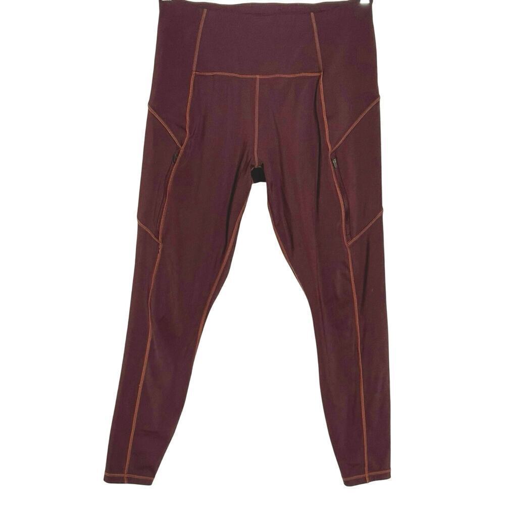 Athleta Women’s Contender Tights Burgundy Zip Pockets Size M